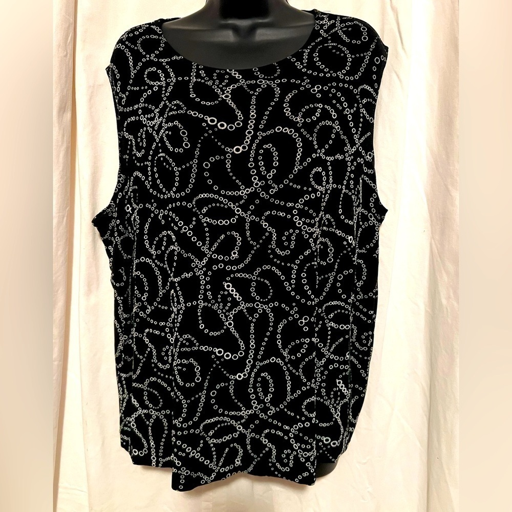 Laura Ashley Woman Sleeveless Black & White Chain Pattern Womens Sz 2x